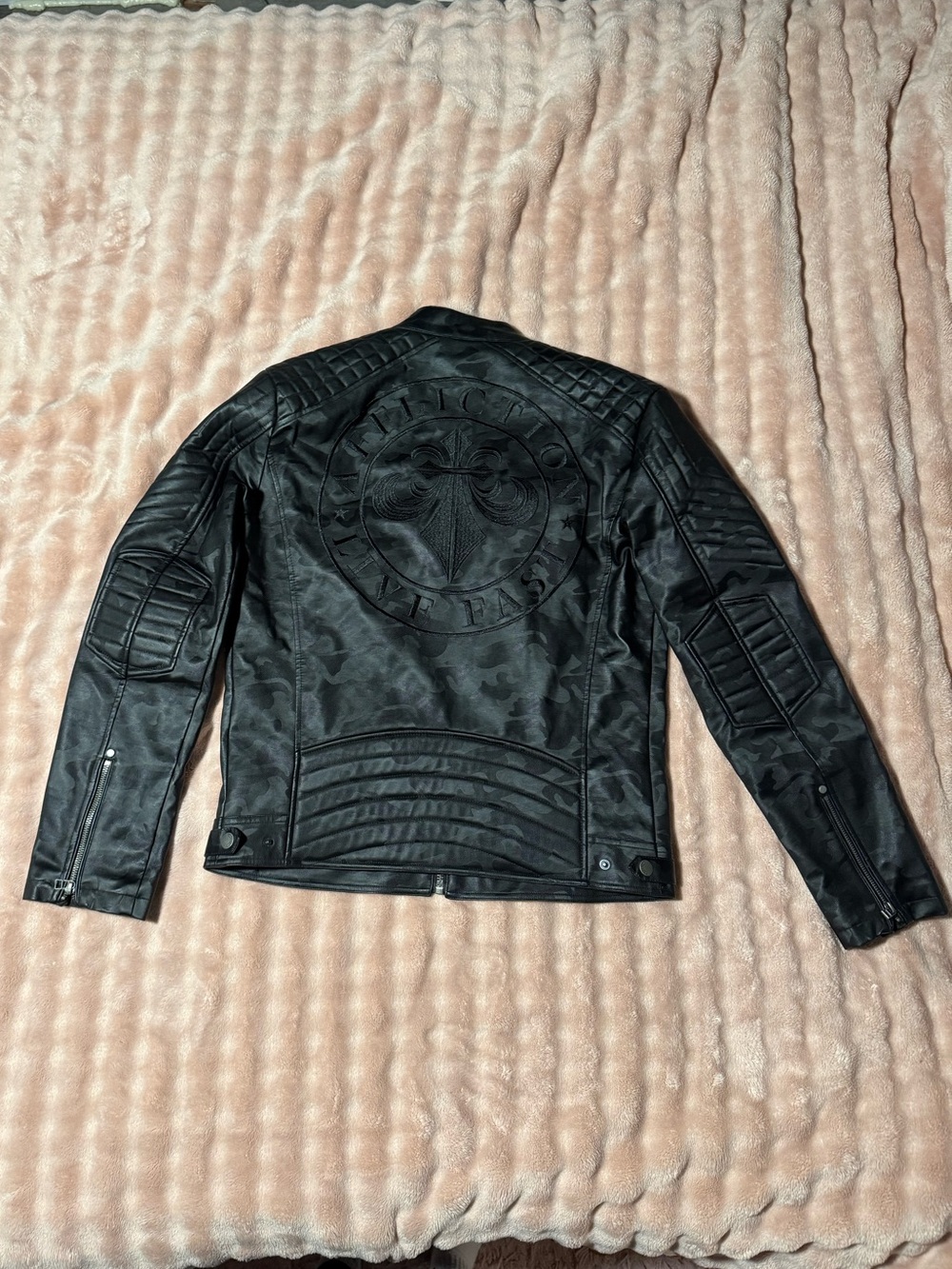 Affliction Live Fast Mens Polyeurethane Jacket Embroidered